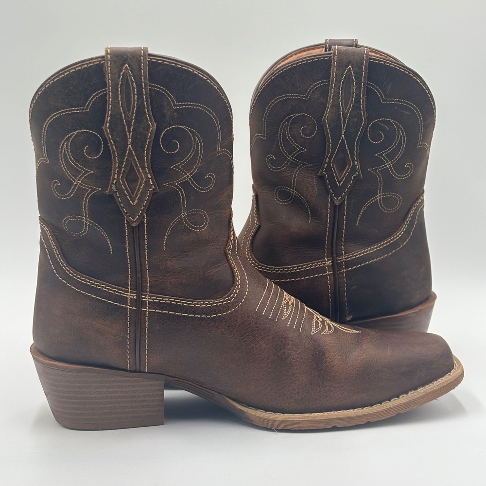Justin Womens Cowboy Boots Size 10B Brown Leather Square Toe MJ2103 Gypsy - Picture 5 of 10